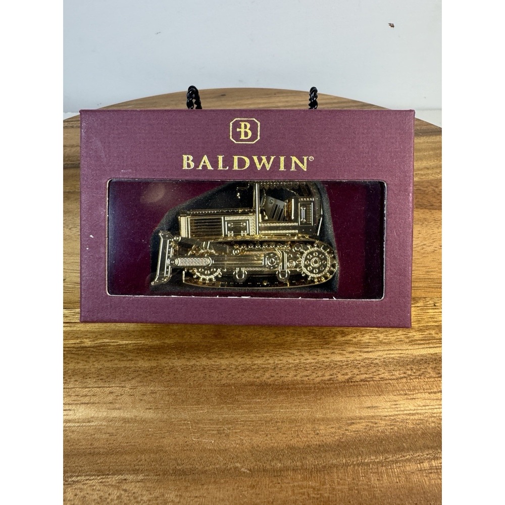 Vintage 2002 Baldwin Brass 3D Tractor ( Diggy Truck ) Christmas Ornament in Box